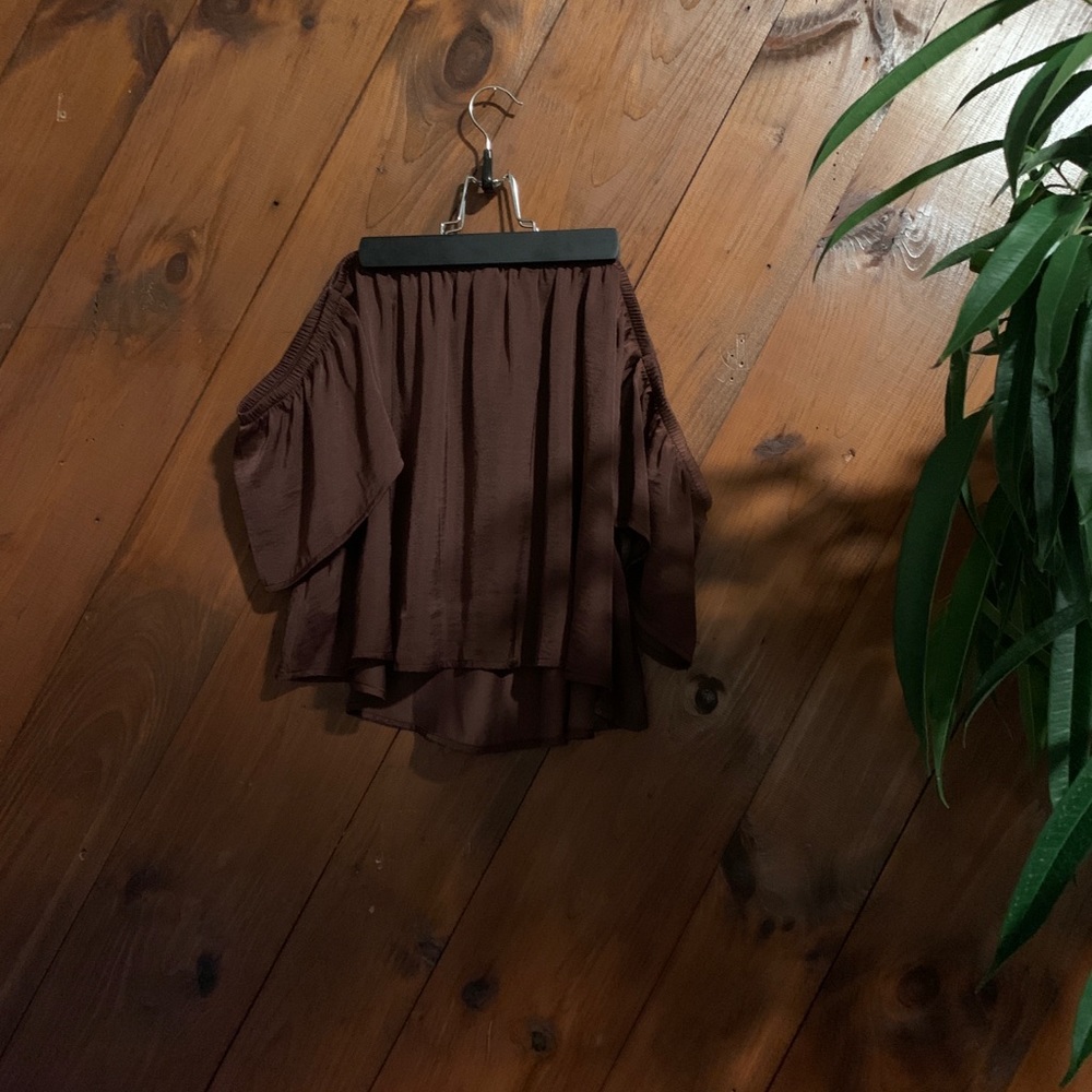 AEO Off-Shoulder Maroon Silky Top